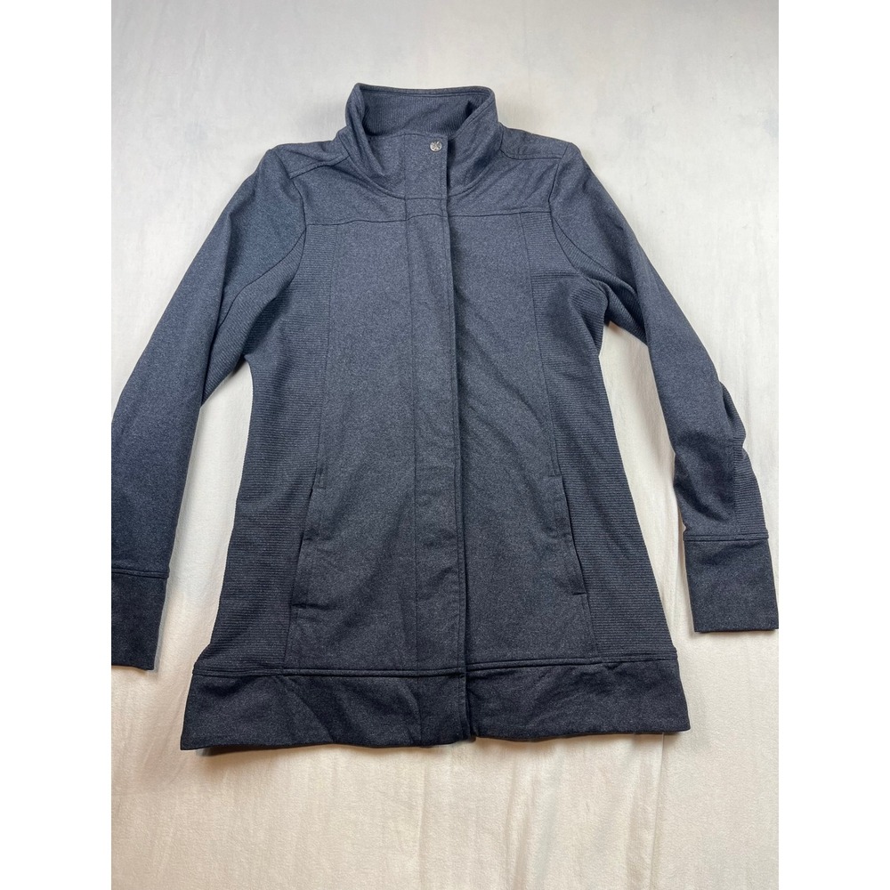 Athleta Womens Gray Full Zip Mock Neck Jacket Thumbholes Size Large 918924